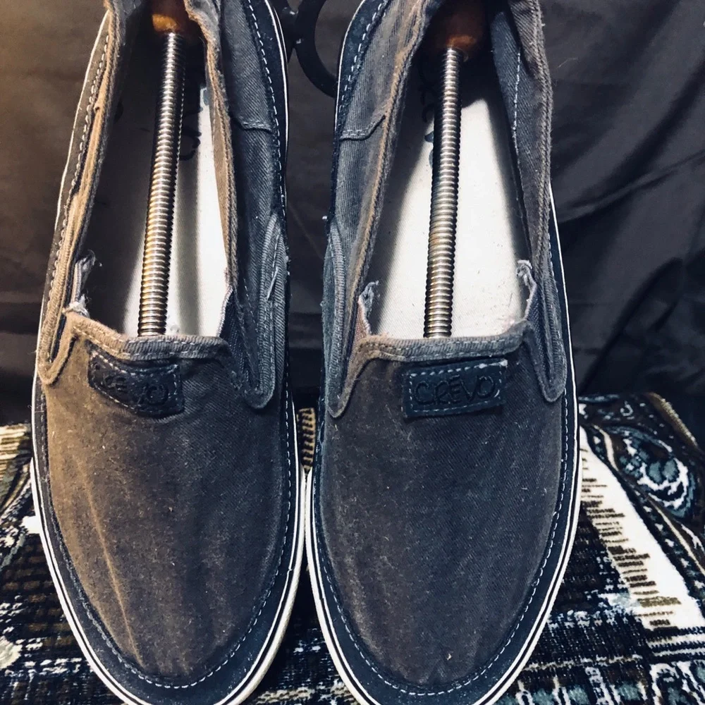 Crevo Gray Canvas Slip-On Loafers